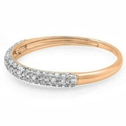 DAZZLINGROCK Collection 0.10 Carat (ctw) 14k Round Diamond Ladies Anniversary Wedding Band Stackable Ring 1/10 CT, Rose Gold, Size 6.5