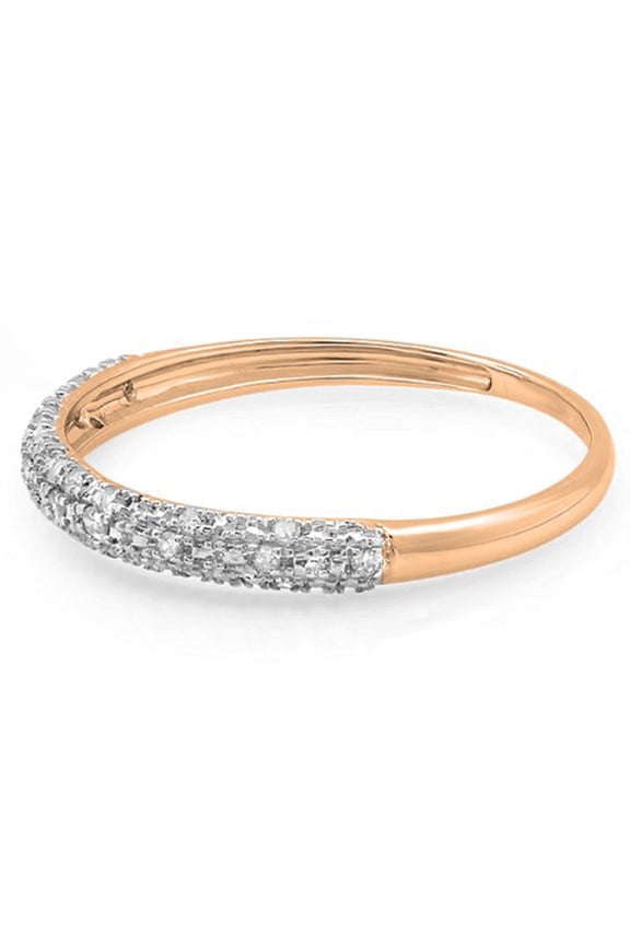 Collection 0.10 Carat (ctw) 14k Round Diamond Ladies Anniversary Wedding Band Stackable Ring 1/10 CT, Rose Gold, Size 6.5