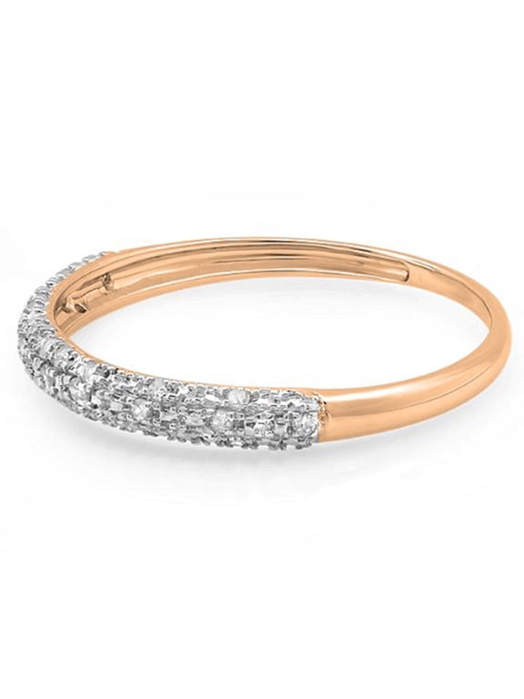 Collection 0.10 Carat (ctw) 14k Round Diamond Ladies Anniversary Wedding Band Stackable Ring 1/10 CT, Rose Gold, Size 7.5