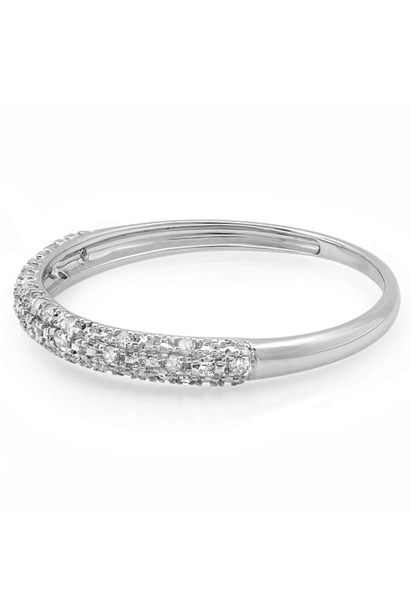 Collection 0.10 Carat (ctw) 14k Round Diamond Ladies Anniversary Wedding Band Stackable Ring 1/10 CT, White Gold, Size 9