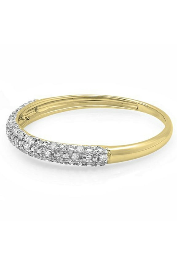 Collection 0.10 Carat (ctw) 14k Round Diamond Ladies Anniversary Wedding Band Stackable Ring 1/10 CT, Yellow Gold, Size 5.5