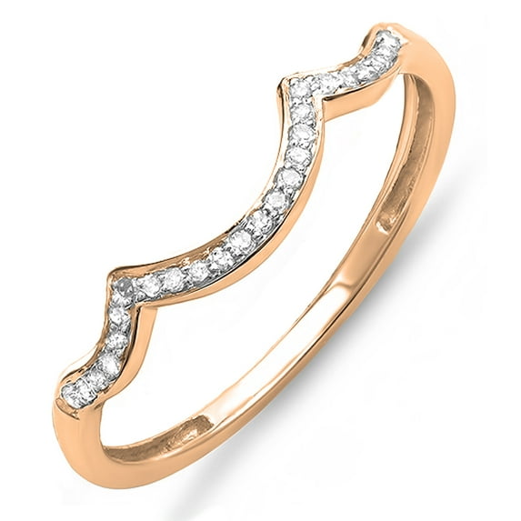 Dazzlingrock Collection 0.10 Carat (ctw) 18K Round Diamond Ladies Wedding Stackable Band 1/10 CT, Rose Gold, Size 7