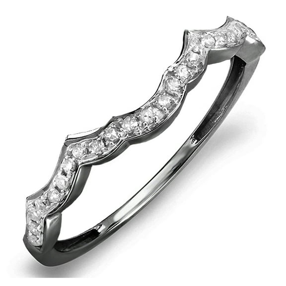 Dazzlingrock Collection 0.10 Carat (ctw) Black Rhodium Plated Diamond Wedding Contour Band 1/10 CT | 10K White Gold, Size 5.5