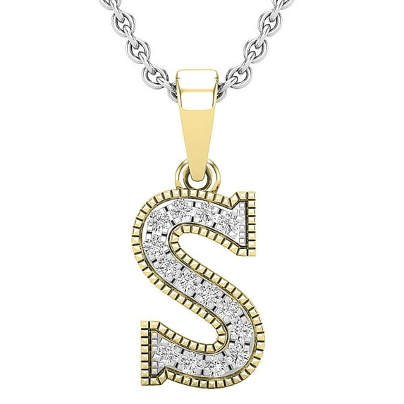 Dazzlingrock Collection 0.10 Carat (ctw) Round Diamond Fancy Letter 'S' Initial Pendant 1/10 CT, 18K Yellow Gold