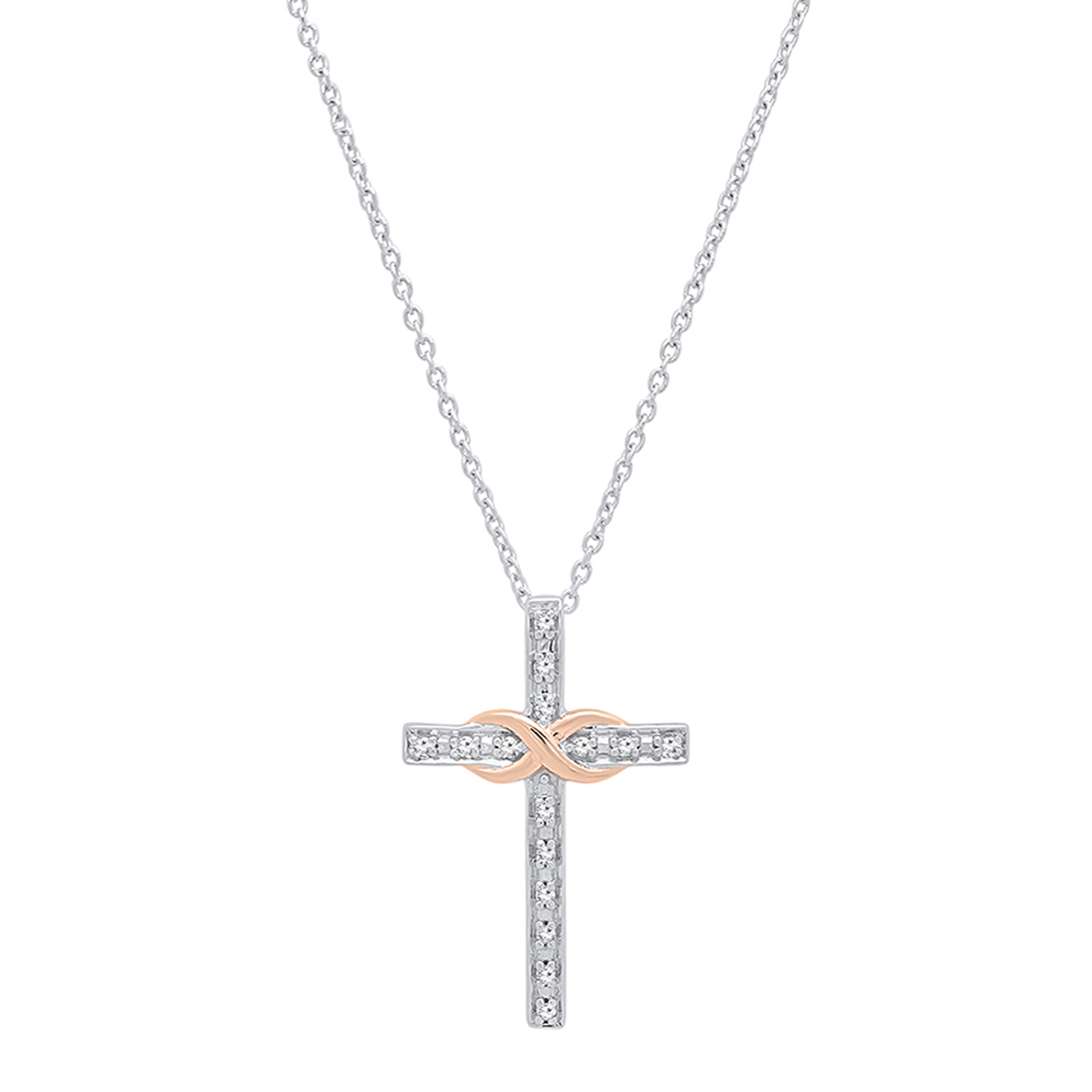 Dazzlingrock Collection 0.20 Carat Diamond Infinity Cross Pendant | Sterling Silver, 18" Chain Included - View #9