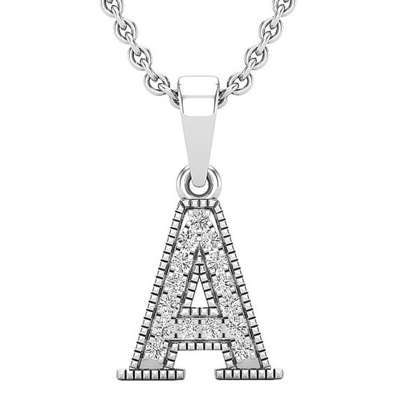 Dazzlingrock Collection 0.10 Carat (ctw) Round White Diamond Fancy Letter 'A' Initial Pendant 1/10 CT, Sterling Silver