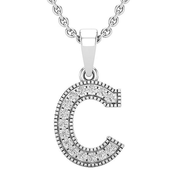 Dazzlingrock Collection 0.10 Carat (ctw) Round White Diamond Fancy Letter 'C' Initial Pendant 1/10 CT, 10K White Gold