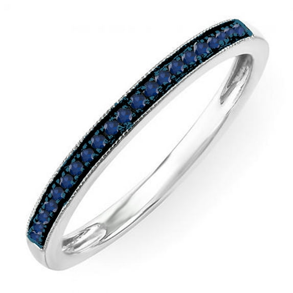 Dazzlingrock Collection 0.10 Carat (ctw) Sterling Silver Blue Sapphire Wedding Anniversary Stackable Ring 1/10 CT, Size 8.5