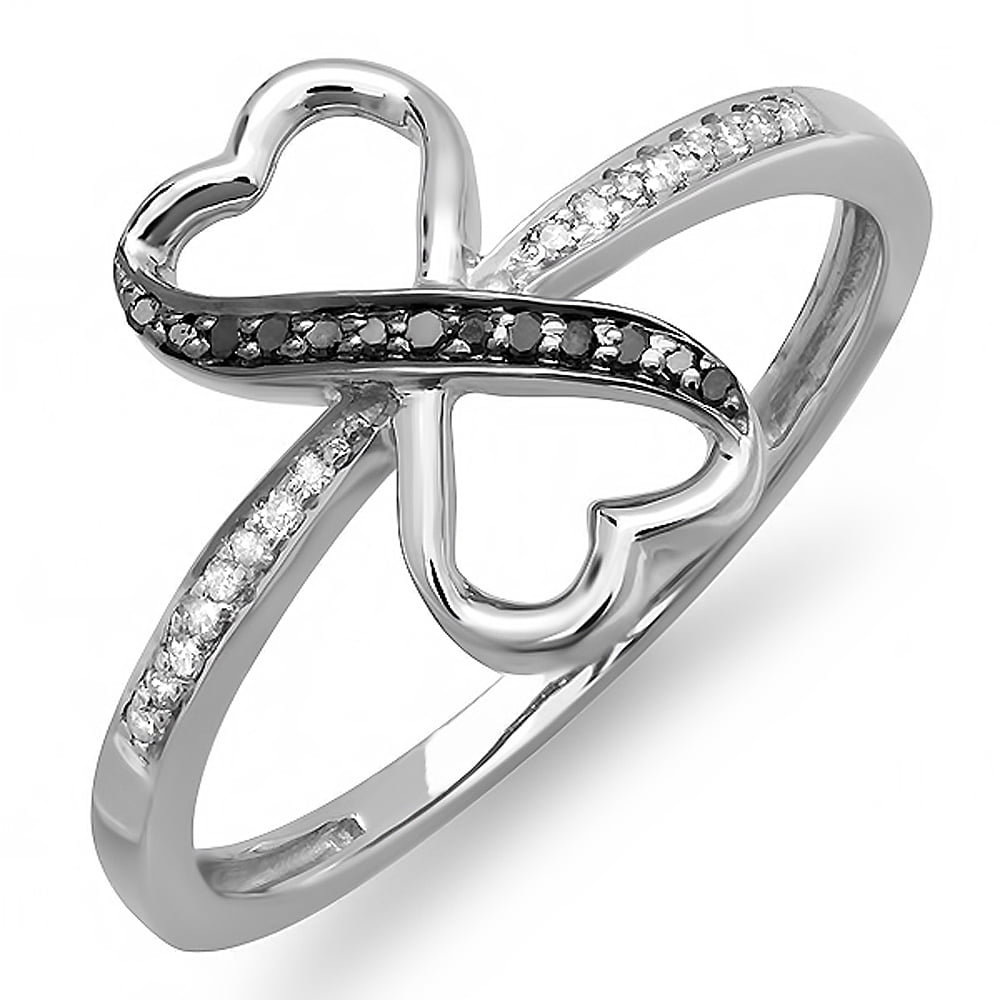 Dazzlingrockコレクション 0.10カラット(CTW) 14Kゴールド ラウンドホワイトダイヤモンド レディース 蹄鉄型スタッドピアス 1/