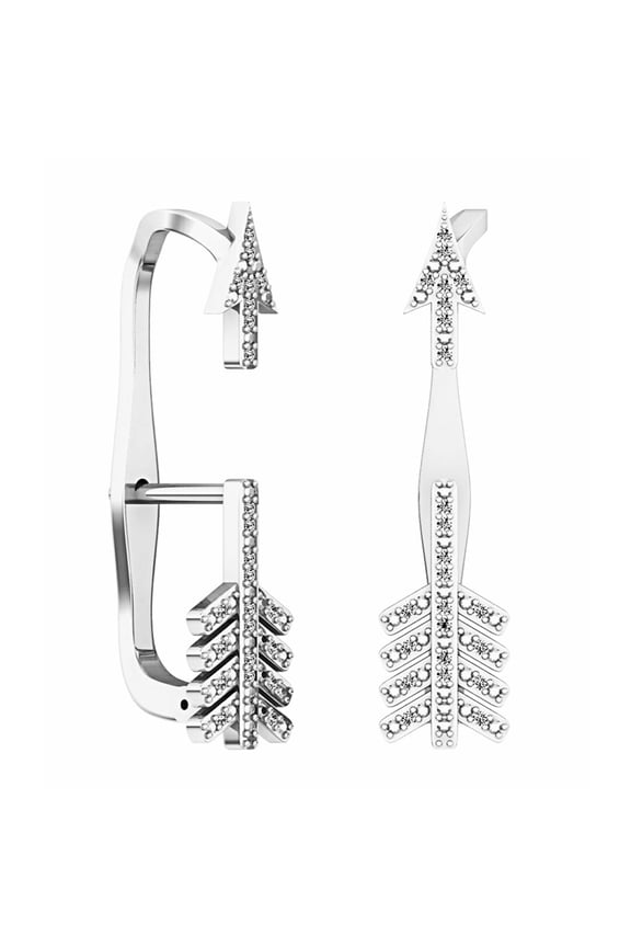 Collection 0.10 Cttw Round White Diamond Arrow Shaped Climber Earrings for Women in 925 Sterling Silver