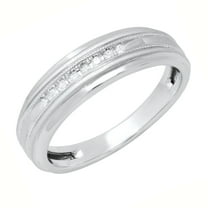 Dazzlingrock Collection 0.10 Cttw Round White Diamond Mens Anniversary Wedding Band in 10K Solid White Gold, Size 9.5