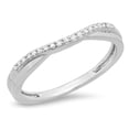 thumbnail image 1 of Dazzlingrock Collection 0.11 Carat (ctw) 10K Round Diamond Ladies Anniversary Wedding Guard Contour Band, White Gold, Size 9.5, 1 of 4