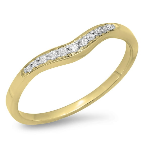 Dazzlingrock Collection 0.11 Carat (ctw) 18K Round White Diamond Wedding Stackable Contour Guard Band, Yellow Gold, Size 6