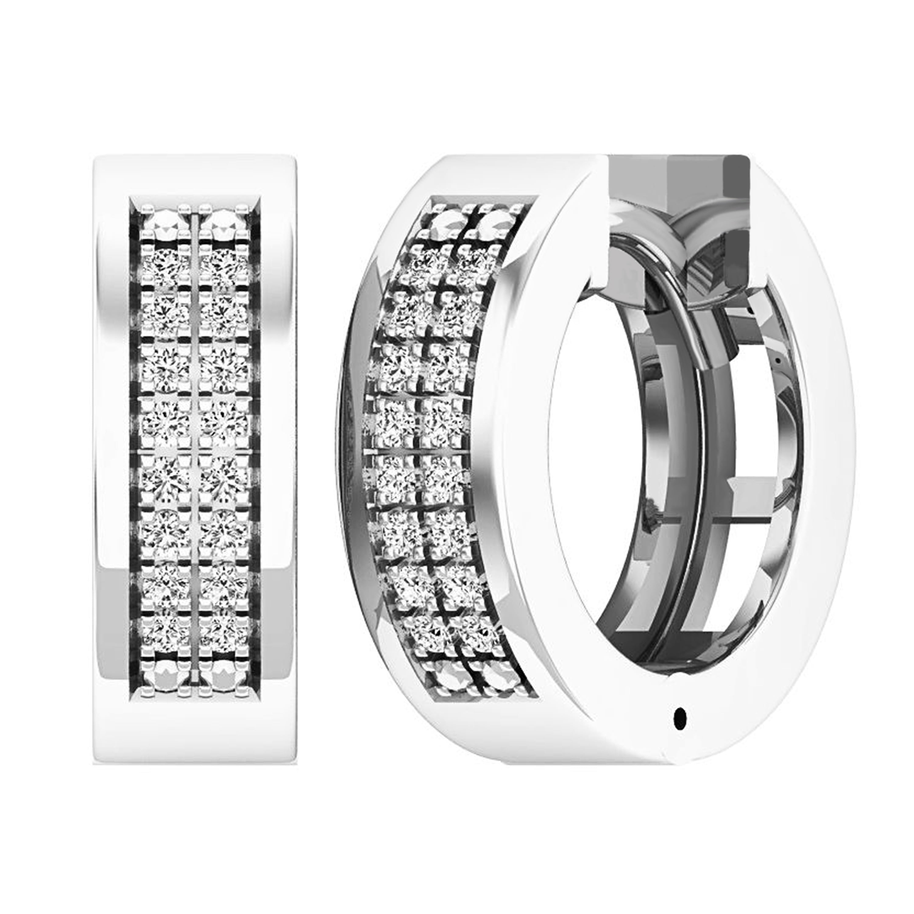Dazzlingrock Collection Round Diamond Square Stud Earrings - Unisex Screwback Earrings With Natural Gemstones - View #2