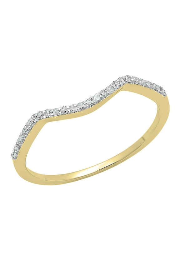 Collection 0.12 CT Round White Diamond Wedding Band for Her in 14K Yellow Gold, Size 4