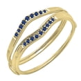 thumbnail image 1 of Dazzlingrock Collection 0.12 Carat (ctw) 10K Round Blue Sapphire Ladies Enhancer Guard Wedding Band, Yellow Gold, Size 4, 1 of 2