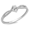 thumbnail image 1 of Dazzlingrock Collection 0.12 Carat (ctw) 10K Round Cut White Diamond Ladies Bypass Style Promise Ring, White Gold, Size 10, 1 of 1
