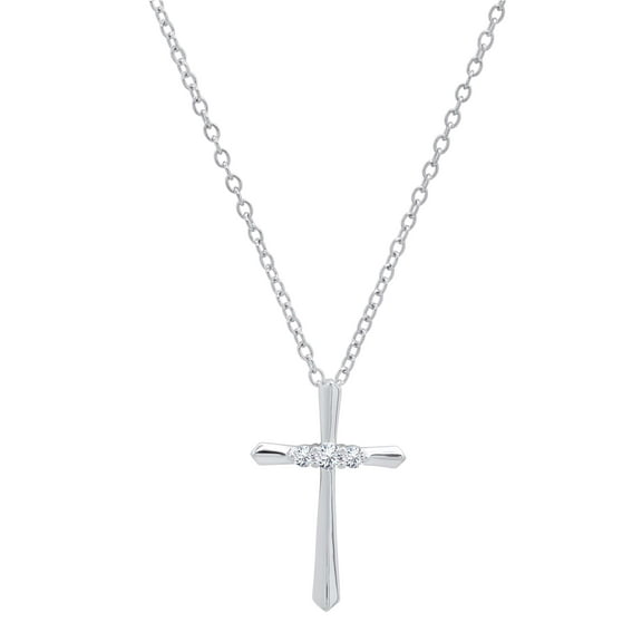 Dazzlingrock Collection 0.13 CT Round White Diamond Cross Pendant for Women in 14K White Gold