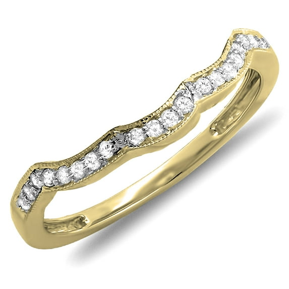 Dazzlingrock Collection 0.13 Carat (ctw) 14K Round Diamond Ladies Wedding Stackable Contour Band, Yellow Gold, Size 7