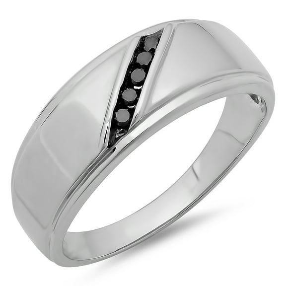Dazzlingrock Collection 0.13 Carat (ctw) Sterling Silver Round Black Diamond Men's 5 Stone Wedding Anniversary Band, Size 10.5