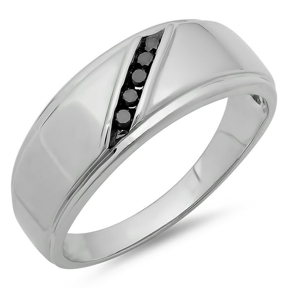 Dazzlingrock Collection 0.13 Carat (ctw) Sterling Silver Round Black Diamond Men's 5 Stone Wedding Anniversary Band, Size 10