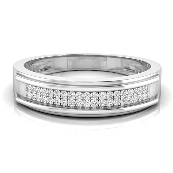 Dazzlingrock Collection 0.15 CT 10K Round Diamond Men's Micro Pave Wedding Band, White Gold, Size 10