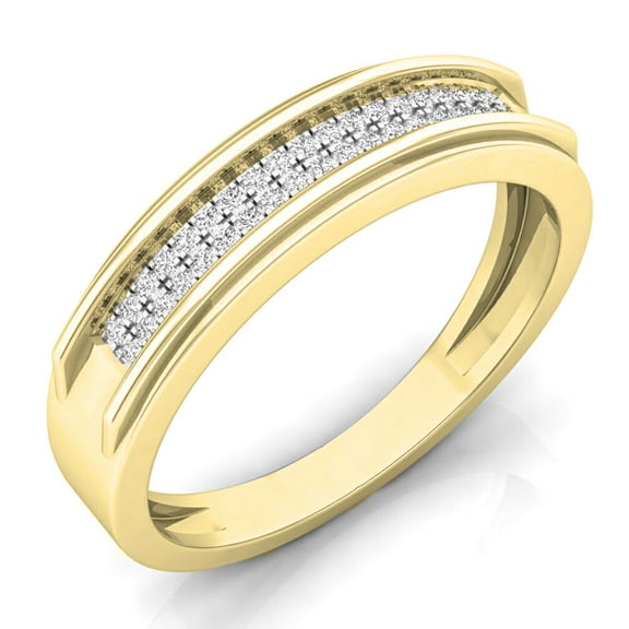 Dazzlingrock Collection 0.15 CT 14K Round Diamond Men's Wedding Band, Yellow Gold, Size 7