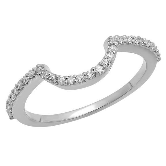 Dazzlingrock Collection 0.15 CT Round White Diamond Anniversary Wedding Stackable Band Contour Guard Ring for Women in 10K White Gold, Size 6