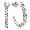 thumbnail image 1 of Dazzlingrock Collection 0.15 CT Round White Diamond J Hoop Earrings for Her, Sterling Silver, 1 of 6