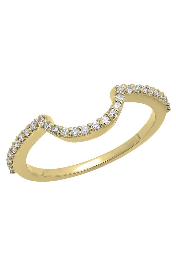 Collection 0.15 CT Round White Diamond Wedding Band Ring for Her 10K Yellow Gold Size 6