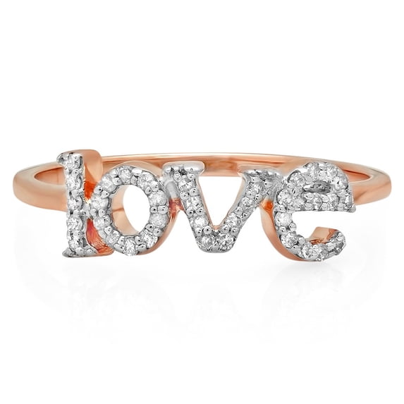 Dazzlingrock Collection 0.15 Carat (Ctw) 10K Round White Diamond Ladies Promise Love Engagement Ring, Rose Gold, Size 8.5