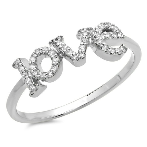 Dazzlingrock Collection 0.15 Carat (Ctw) 10K Round White Diamond Ladies Promise Love Engagement Ring, White Gold, Size 4