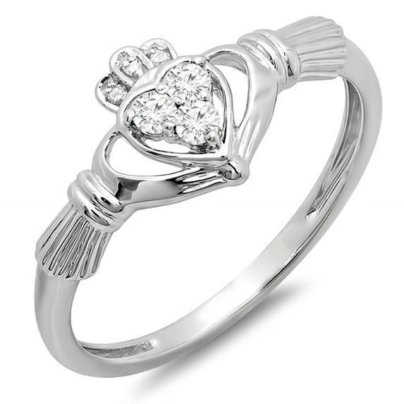 Dazzlingrock Collection 0.15 Carat (Ctw) 10k White Diamond Bridal Promise Heart Shape Ring, White Gold, Size 6