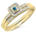 thumbnail image 1 of Dazzlingrock Collection 0.15 Carat (ctw) 10K Blue & White Diamond Halo Engagement Wedding Bridal Ring Set, Yellow Gold, Size 9, 1 of 1
