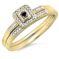 thumbnail image 1 of Dazzlingrock Collection 0.15 Carat (ctw) 10K Round Black & White Diamond Halo Engagement Bridal Ring Set, Yellow Gold, Size 5.5, 1 of 1