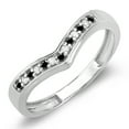 thumbnail image 1 of Dazzlingrock Collection 0.15 Carat (ctw) 10K Round Black & White Diamond Wedding Band Guard Chevron Ring, White Gold, Size 6, 1 of 1