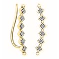 thumbnail image 1 of Dazzlingrock Collection 0.15 Carat (ctw) 10K Round Cut White Diamond Ladies Sweep Up Square Ear Climber Earrings, Yellow Gold, 1 of 1