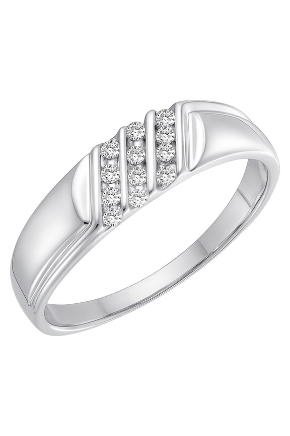 Collection 0.15 Carat (ctw) 10K Round Diamond Channel Set Men's Wedding Anniversary Band, White Gold, Size 10