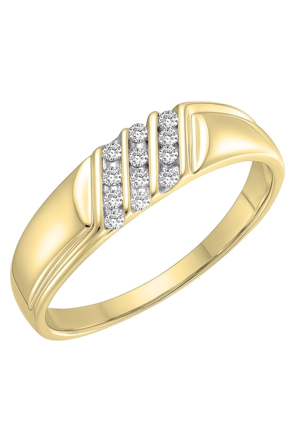 Collection 0.15 Carat (ctw) 10K Round Diamond Channel Set Men's Wedding Anniversary Band, Yellow Gold, Size 10