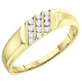 thumbnail image 1 of Dazzlingrock Collection 0.15 Carat (ctw) 10K White Diamond Men's Channel Set 3 Row Wedding Band, Yellow Gold, Size 8.5, 1 of 1