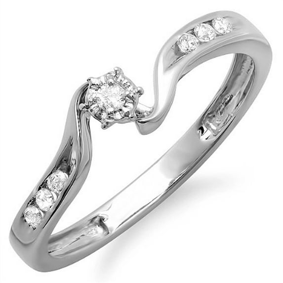Dazzlingrock Collection 0.15 Carat (ctw) 10k Round Diamond Ladies Promise Bridal Engagement Ring, White Gold, Size 8.5