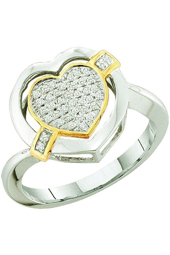 Collection 0.15 Carat (ctw) 10k Round White Diamond Ladies Micro Pave Heart Promise Ring, White Gold