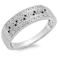 thumbnail image 1 of Dazzlingrock Collection 0.15 Carat (ctw) 14K Black & White Diamond Men's Micro Pave Anniversary Band Ring, White Gold, Size 7, 1 of 1