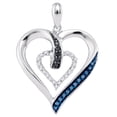 thumbnail image 1 of Dazzlingrock Collection 0.15 Carat (ctw) 14K Round Black,Blue & White Diamond Ladies Double Heart Pendant, White Gold, 1 of 1
