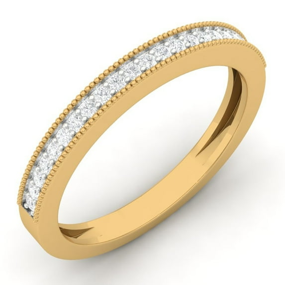 Dazzlingrock Collection 0.15 Carat (ctw) 14K Round Diamond Ladies Millgrain Wedding Stackable Band, Yellow Gold, Size 9.5