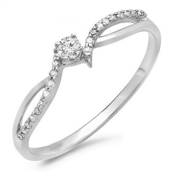 Dazzlingrock Collection 0.15 Carat (ctw) 14K Round Diamond Ladies Split Shank Promise Engagement Ring, White Gold, Size 6.5