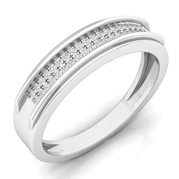 Dazzlingrock Collection 0.15 Carat (ctw) 14K Round Diamond Men's Micro Pave Hip Hop Wedding Band, White Gold, Size 12