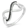 thumbnail image 1 of Dazzlingrock Collection 0.15 Carat (ctw) 18k Black Diamond Two Double Heart Infinity Bridal Promise Ring, White Gold, Size 6.5, 1 of 1