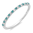 thumbnail image 1 of Dazzlingrock Collection 0.15 Carat (ctw) 18k Round Blue And White Diamond Ladies Wedding Stackable Band, White Gold, Size 6, 1 of 1