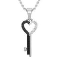 thumbnail image 1 of Dazzlingrock Collection 0.15 Carat (ctw) Round Black & White Diamond Heart Key Pendant with 18 Inch Silver Chain for Women in 18K White Gold, 1 of 5